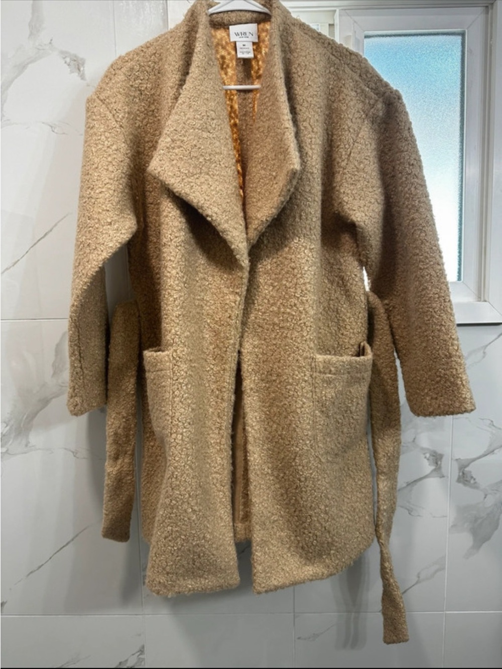 WREN Camel Teddy Trench Coat with Belt